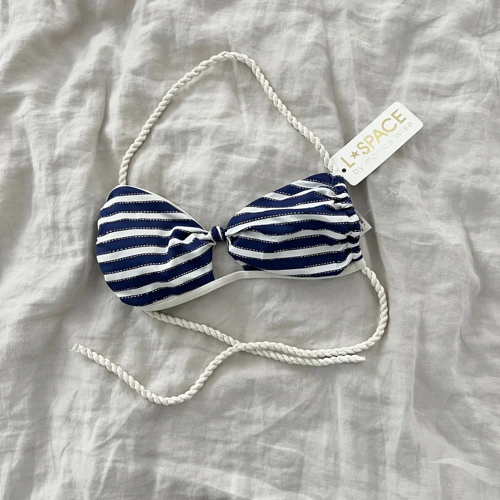 L*Space Striped Bikini Top with Rope NEW NWT